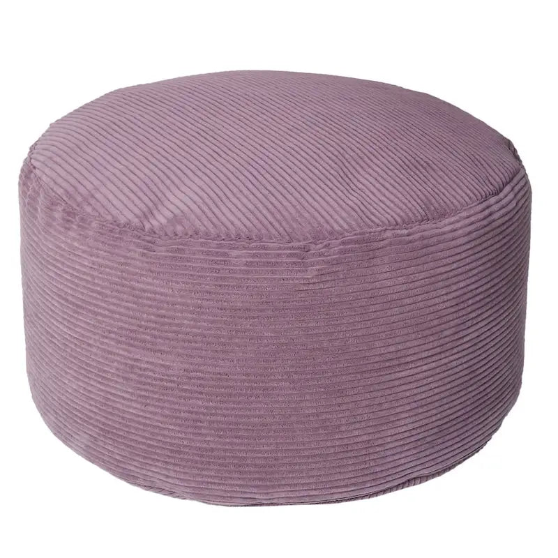 Puf otomano redondo de pana morada / gris claro / turquesa – 1 persona