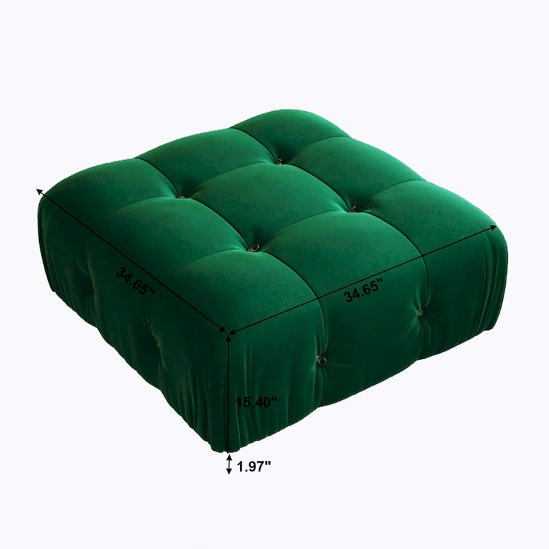 Otomana cuadrada de terciopelo, beige/negro/verde/naranja, 1 asiento