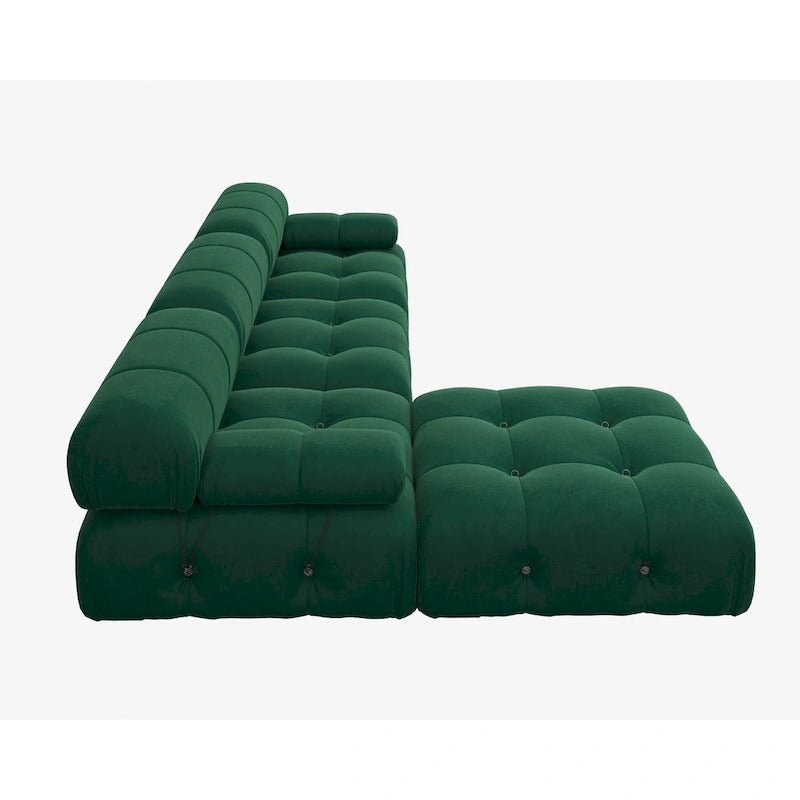 Otomana cuadrada de terciopelo, beige/negro/verde/naranja, 1 asiento