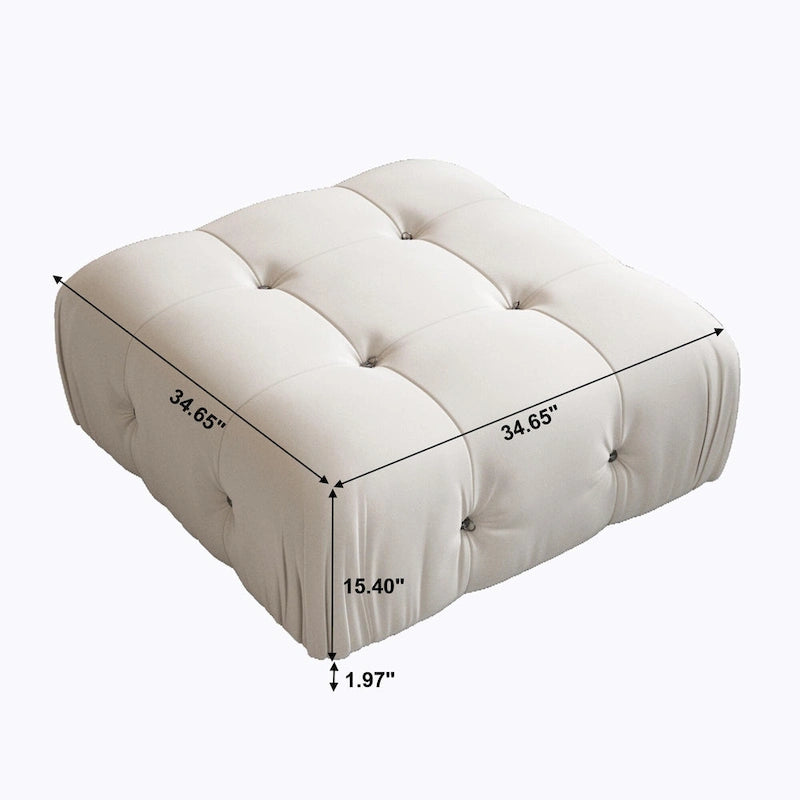 Otomana cuadrada de terciopelo, beige/negro/verde/naranja, 1 asiento