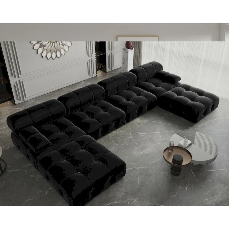 Otomana cuadrada de terciopelo, beige/negro/verde/naranja, 1 asiento