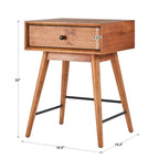 Mesa auxiliar de mediados de siglo con 1 cajón, color nogal oscuro/marrón
