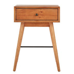 Mesa auxiliar de mediados de siglo con 1 cajón, color nogal oscuro/marrón