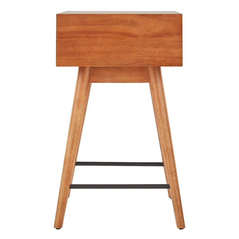 Mesa auxiliar de mediados de siglo con 1 cajón, color nogal oscuro/marrón