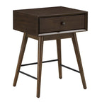 Mesa auxiliar de mediados de siglo con 1 cajón, color nogal oscuro/marrón