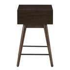 Mesa auxiliar de mediados de siglo con 1 cajón, color nogal oscuro/marrón