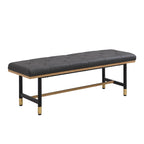 Banco tapizado con botones de piel sintética gris / marrón / beige y patas de metal dorado – 2 asientos