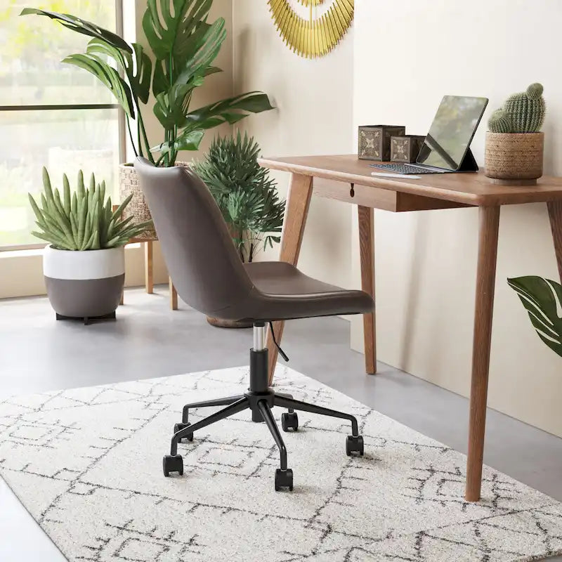 Silla de oficina de mediados de siglo blanca/marrón/gris — Asiento individual