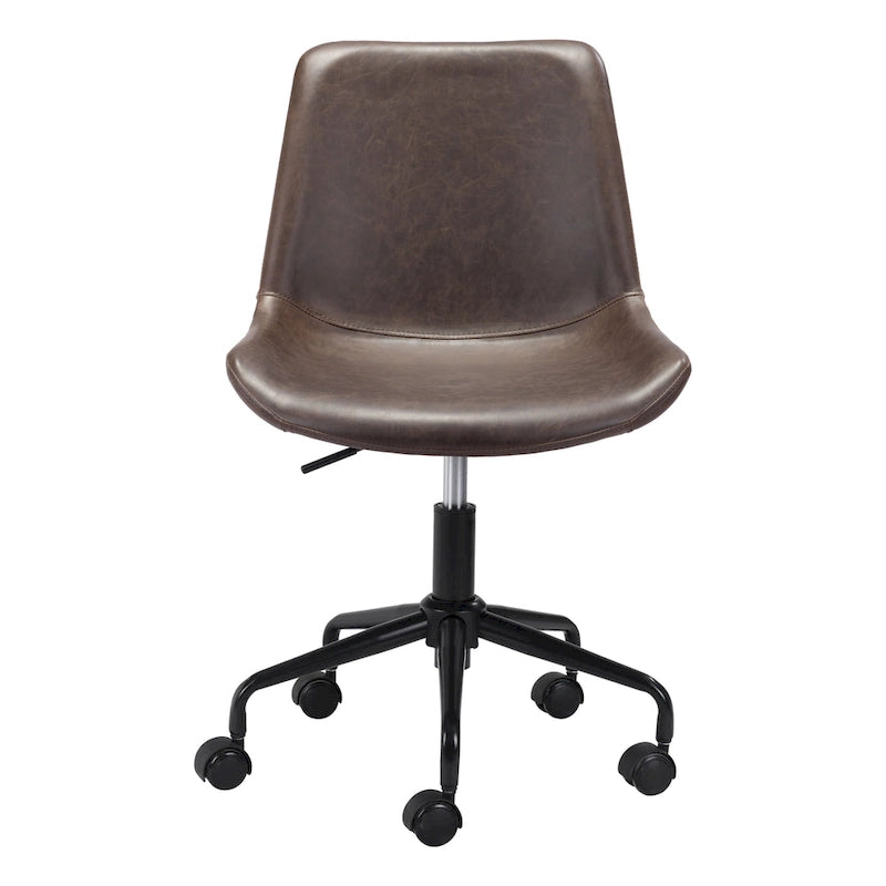 Silla de oficina de mediados de siglo blanca/marrón/gris — Asiento individual