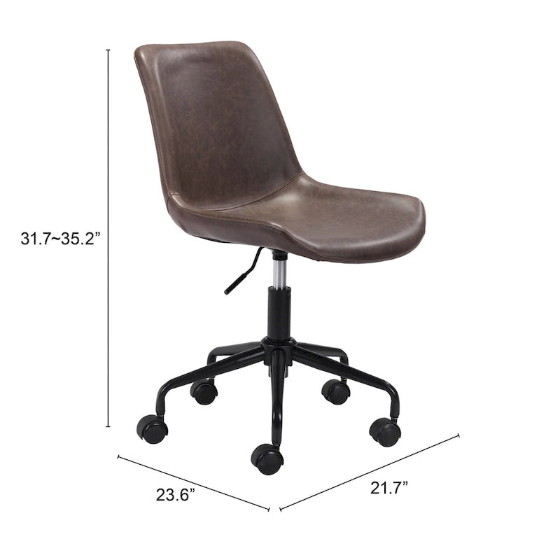 Silla de oficina de mediados de siglo blanca/marrón/gris — Asiento individual