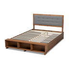 Cama de plataforma con almacenaje en gris oscuro y nogal ceniza con 4 cajones – Full/Queen/King