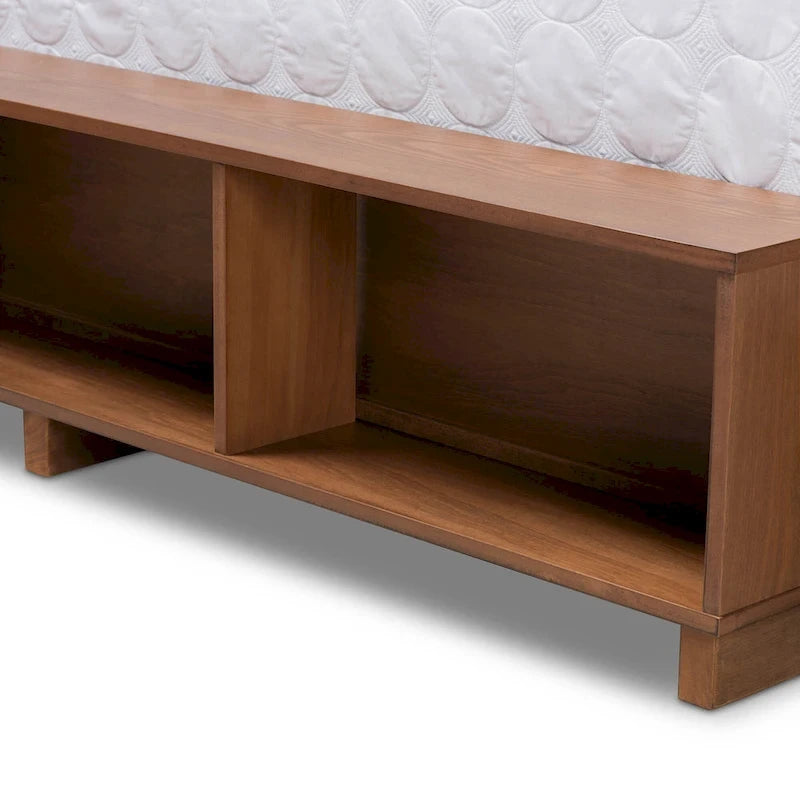 Cama de plataforma con almacenaje en gris oscuro y nogal ceniza con 4 cajones – Full/Queen/King
