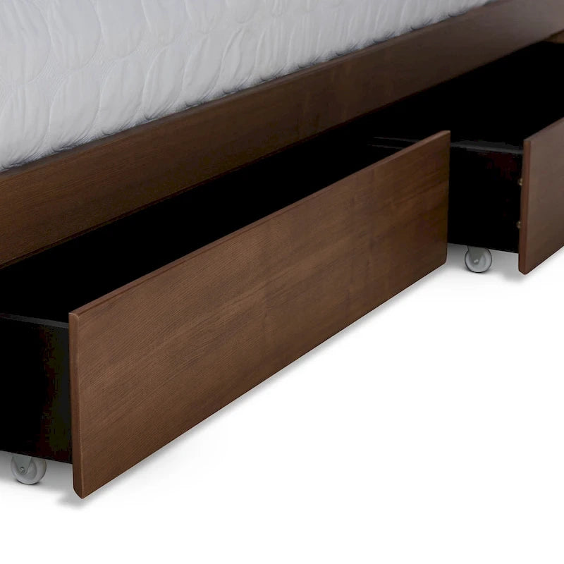 Cama de plataforma con almacenaje en gris oscuro y nogal ceniza con 4 cajones – Full/Queen/King