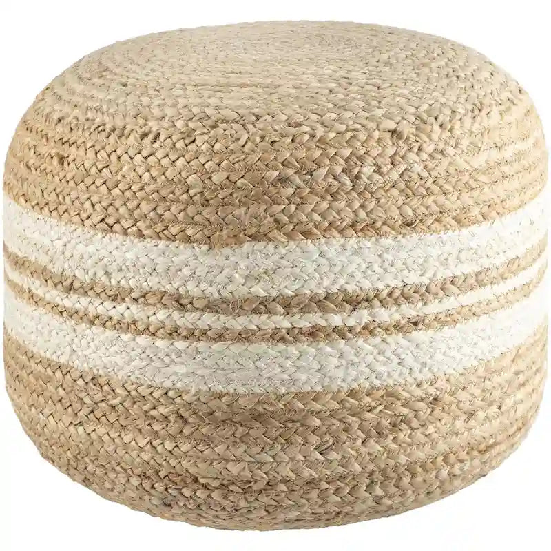 Puf tejido a rayas de granja — Marrón/Rosa y Marrón claro/Blanco, Capacidad para 1