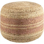Puf tejido a rayas de granja — Marrón/Rosa y Marrón claro/Blanco, Capacidad para 1