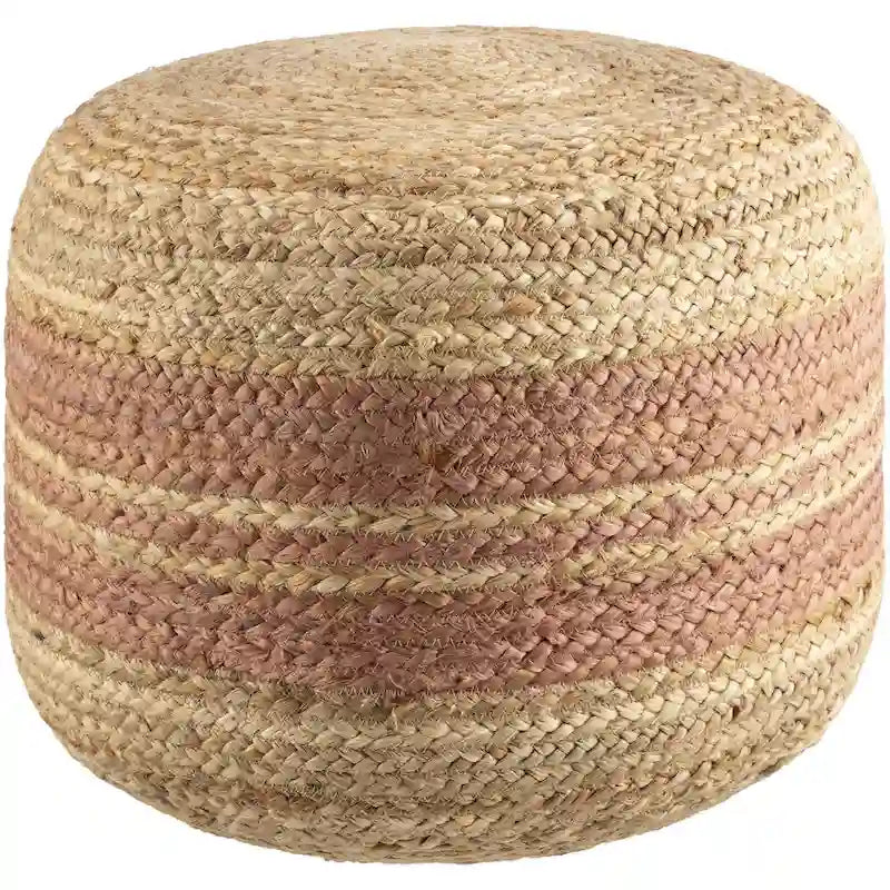 Puf tejido a rayas de granja — Marrón/Rosa y Marrón claro/Blanco, Capacidad para 1