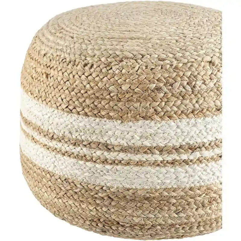 Puf tejido a rayas de granja — Marrón/Rosa y Marrón claro/Blanco, Capacidad para 1