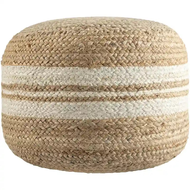Puf tejido a rayas de granja — Marrón/Rosa y Marrón claro/Blanco, Capacidad para 1