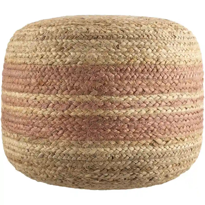 Puf tejido a rayas de granja — Marrón/Rosa y Marrón claro/Blanco, Capacidad para 1