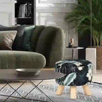 Puf redondo de terciopelo floral, asiento individual