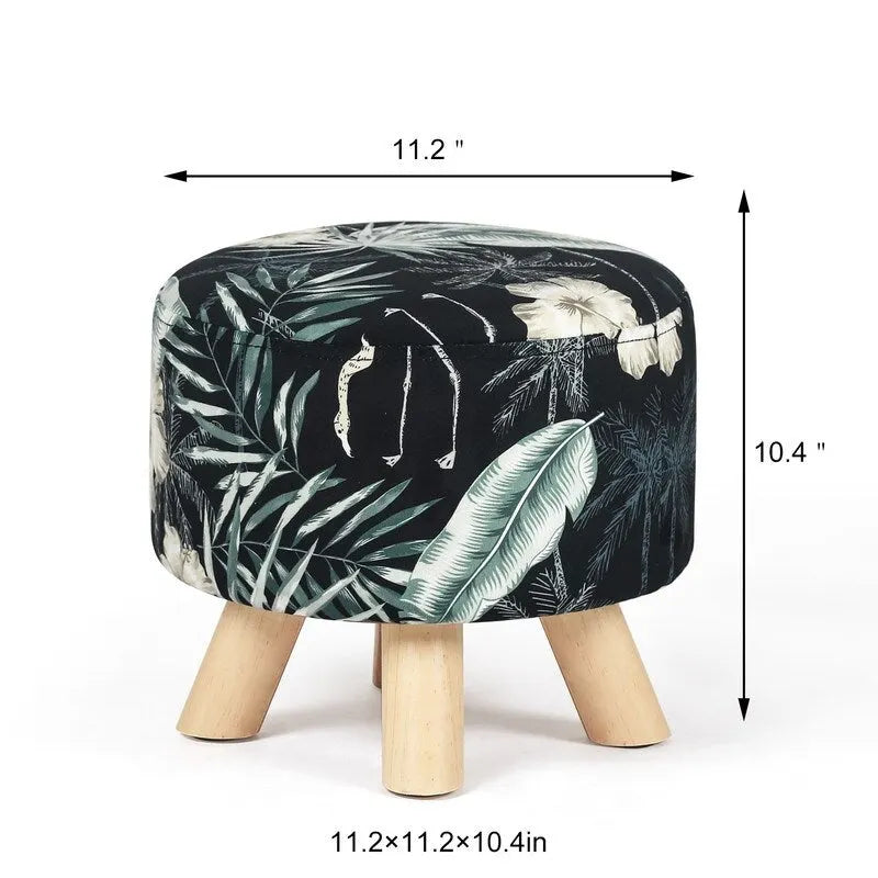 Puf redondo de terciopelo floral, asiento individual