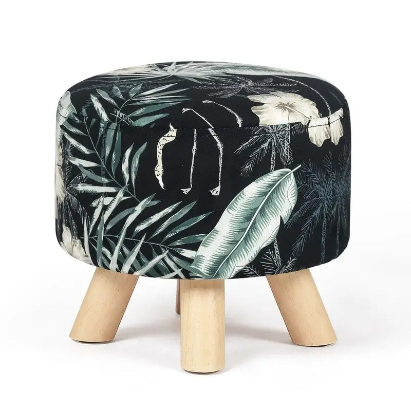 Puf redondo de terciopelo floral, asiento individual