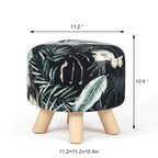 Puf redondo de terciopelo floral, asiento individual