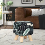 Puf redondo de terciopelo floral, asiento individual