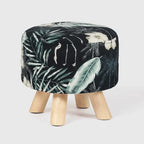 Puf redondo de terciopelo floral, asiento individual