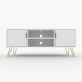 Mueble de TV moderno blanco/negro con estante abierto — Capacidad para TV de hasta 55", montaje para 2 personas