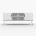 Mueble de TV moderno blanco/negro con estante abierto — Capacidad para TV de hasta 55", montaje para 2 personas