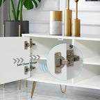 Mueble de TV moderno blanco/negro con estante abierto — Capacidad para TV de hasta 55", montaje para 2 personas