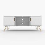 Mueble de TV moderno blanco/negro con estante abierto — Capacidad para TV de hasta 55", montaje para 2 personas