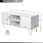 Mueble de TV moderno blanco/negro con estante abierto — Capacidad para TV de hasta 55", montaje para 2 personas