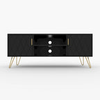 Mueble de TV moderno blanco/negro con estante abierto — Capacidad para TV de hasta 55", montaje para 2 personas