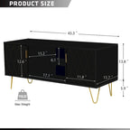 Mueble de TV moderno blanco/negro con estante abierto — Capacidad para TV de hasta 55", montaje para 2 personas