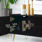 Mueble de TV moderno blanco/negro con estante abierto — Capacidad para TV de hasta 55", montaje para 2 personas
