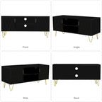 Mueble de TV moderno blanco/negro con estante abierto — Capacidad para TV de hasta 55", montaje para 2 personas