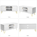Mueble de TV moderno blanco/negro con estante abierto — Capacidad para TV de hasta 55", montaje para 2 personas
