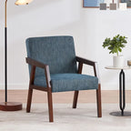 Sillón individual tapizado Mid-Century en marrón, blanco y azul