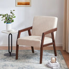 Sillón individual tapizado Mid-Century en marrón, blanco y azul
