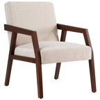 Sillón individual tapizado Mid-Century en marrón, blanco y azul