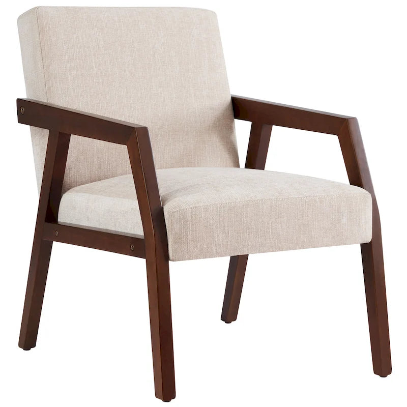 Sillón individual tapizado Mid-Century en marrón, blanco y azul