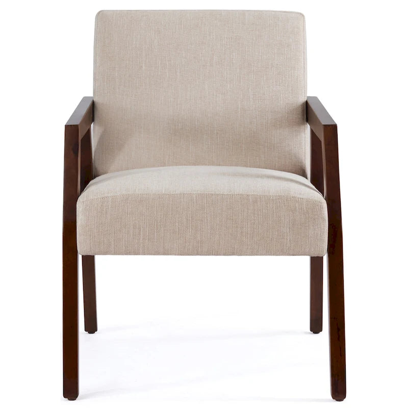 Sillón individual tapizado Mid-Century en marrón, blanco y azul