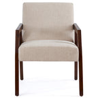 Sillón individual tapizado Mid-Century en marrón, blanco y azul