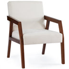 Sillón individual tapizado Mid-Century en marrón, blanco y azul