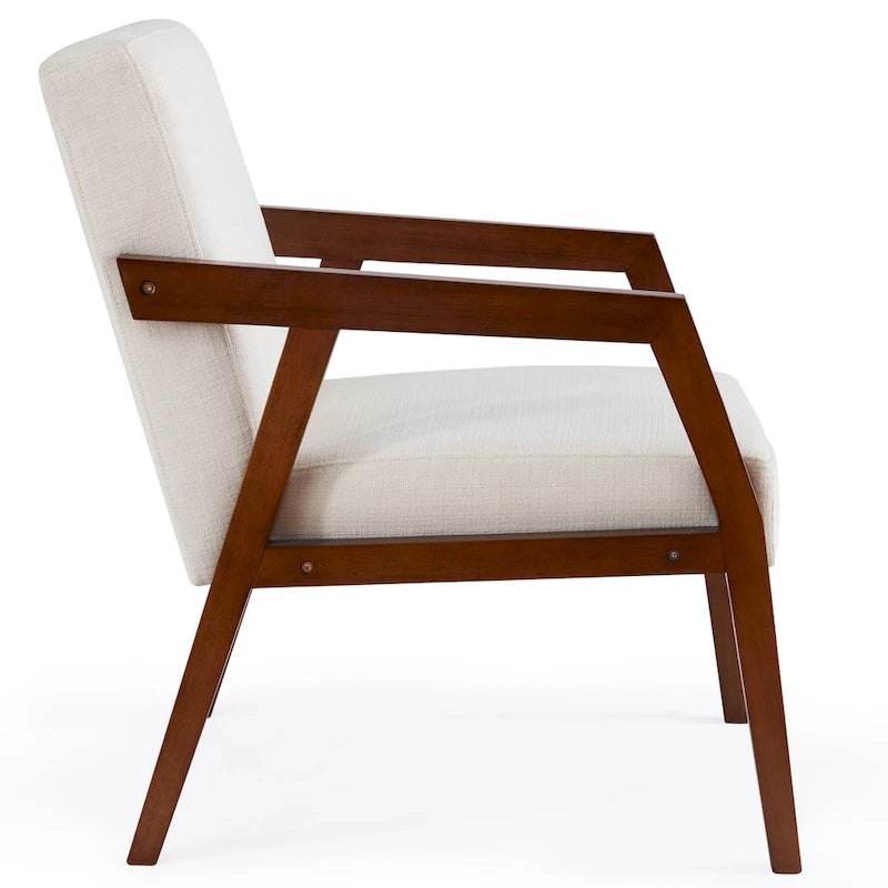Sillón individual tapizado Mid-Century en marrón, blanco y azul