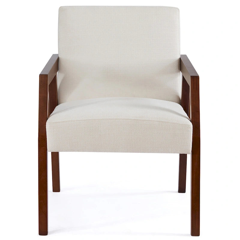 Sillón individual tapizado Mid-Century en marrón, blanco y azul