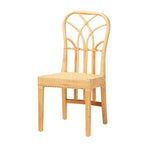 Silla de comedor de ratán marrón natural y roble, un asiento