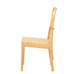 Silla de comedor de ratán marrón natural y roble, un asiento